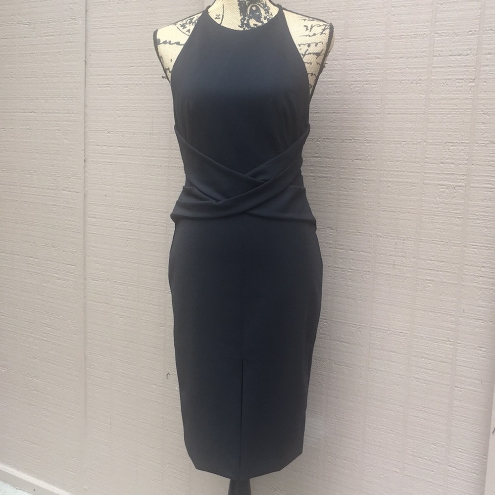 Sz S Do Be Black Midi Dress W Keyhole In Back